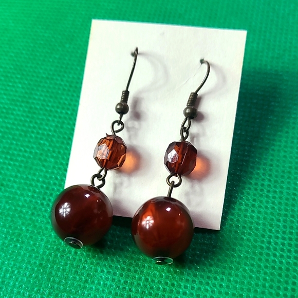 Elegant Brown Beaded Earrings - Picture 1 of 8